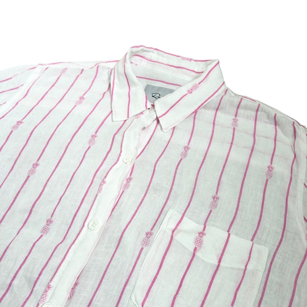 Rails‎ Shirt Womens Small Pineapple Stripe Linen Blend Button Down Small Resort